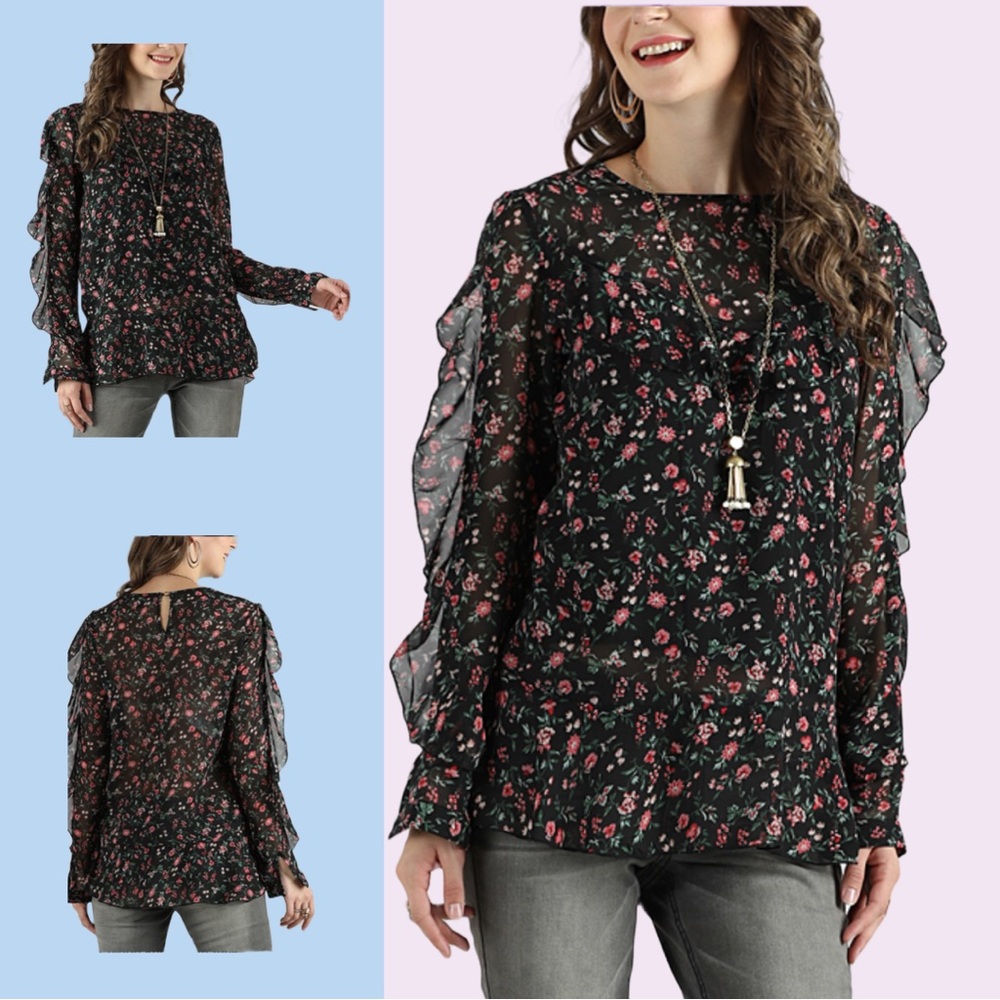 Black Floral Tunic